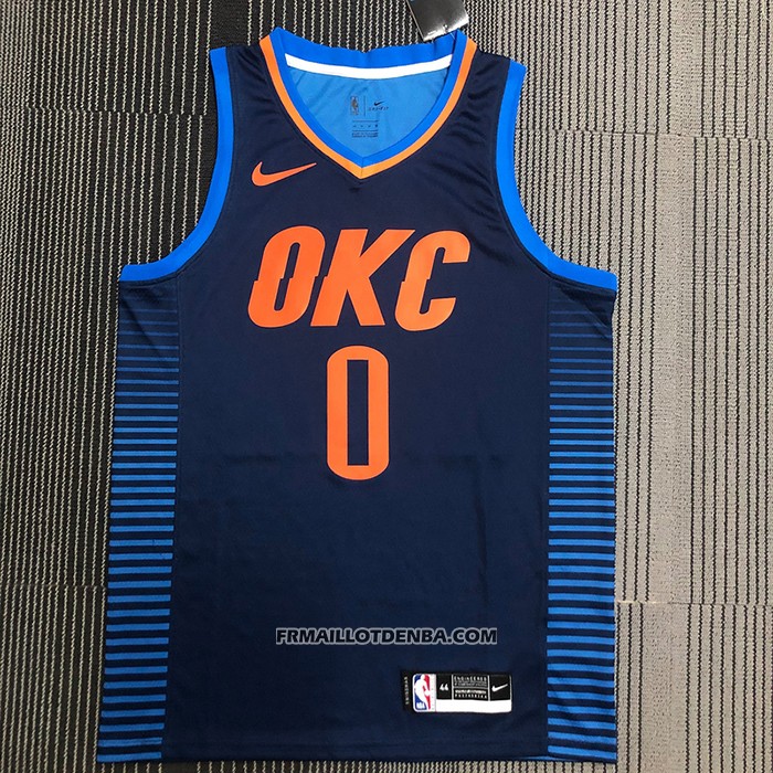 Maillot Oklahoma City Thunder Russell Westbrook NO 0 Statement Bleu